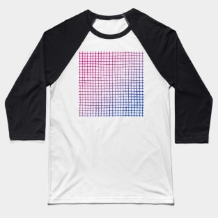 Pink Purple Blue Sketchy Grid Gradient - Bisexual Colors - Bi Flag Baseball T-Shirt